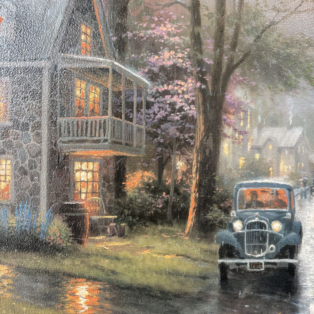 Thomas Kinkade Hometown Evening Limited Edition Oil on Canvas- 39X33