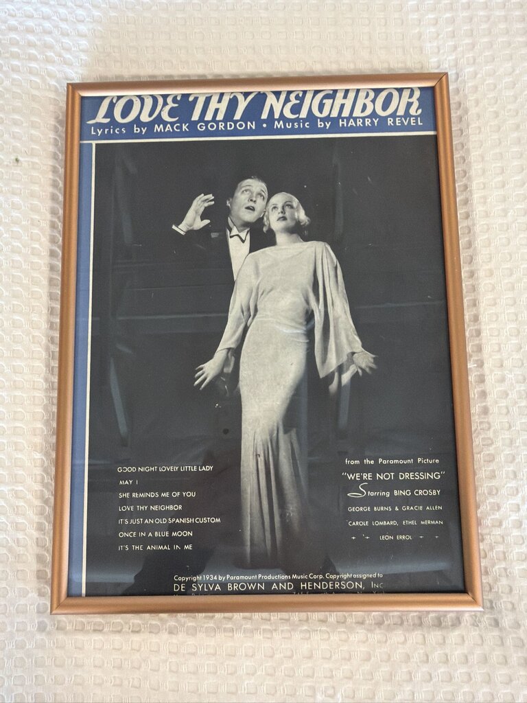 Framed Vintage Sheet Music- Set of 10- 9X12
