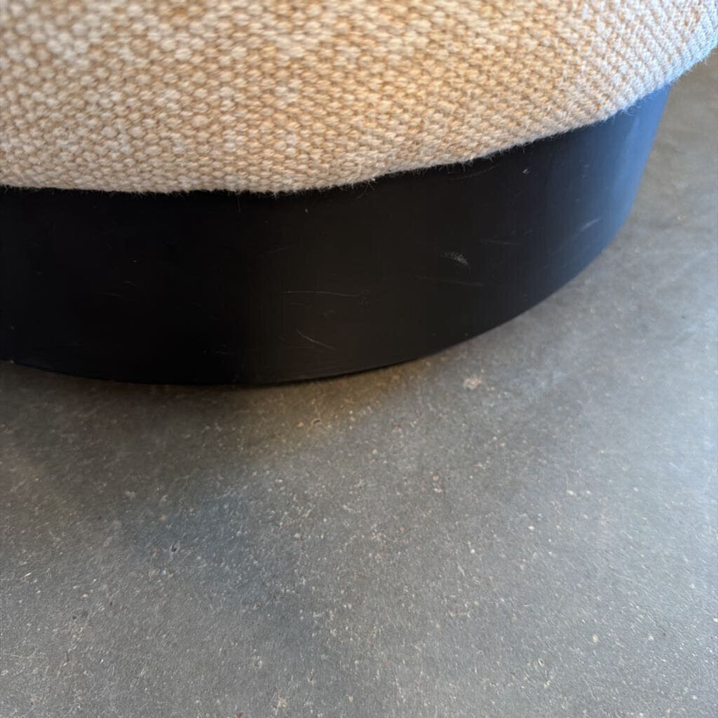 Upholstered Round Ottoman On Casters- 17X17X18H