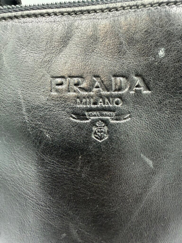 Vintage Prada 1995 Black Nappa Leather Triple Compartment Shoulder Tote Bag