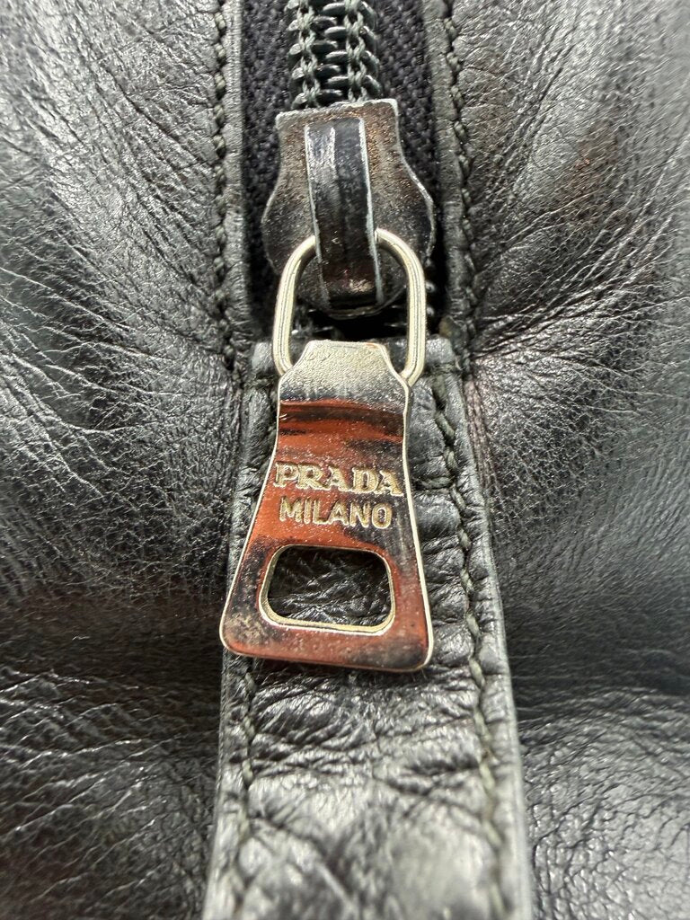 Vintage Prada 1995 Black Nappa Leather Triple Compartment Shoulder Tote Bag