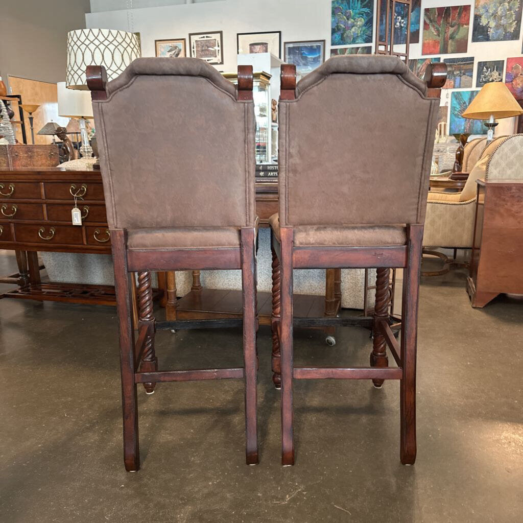 Powell Faux Suede Barstools - Pair - 20X24X47H