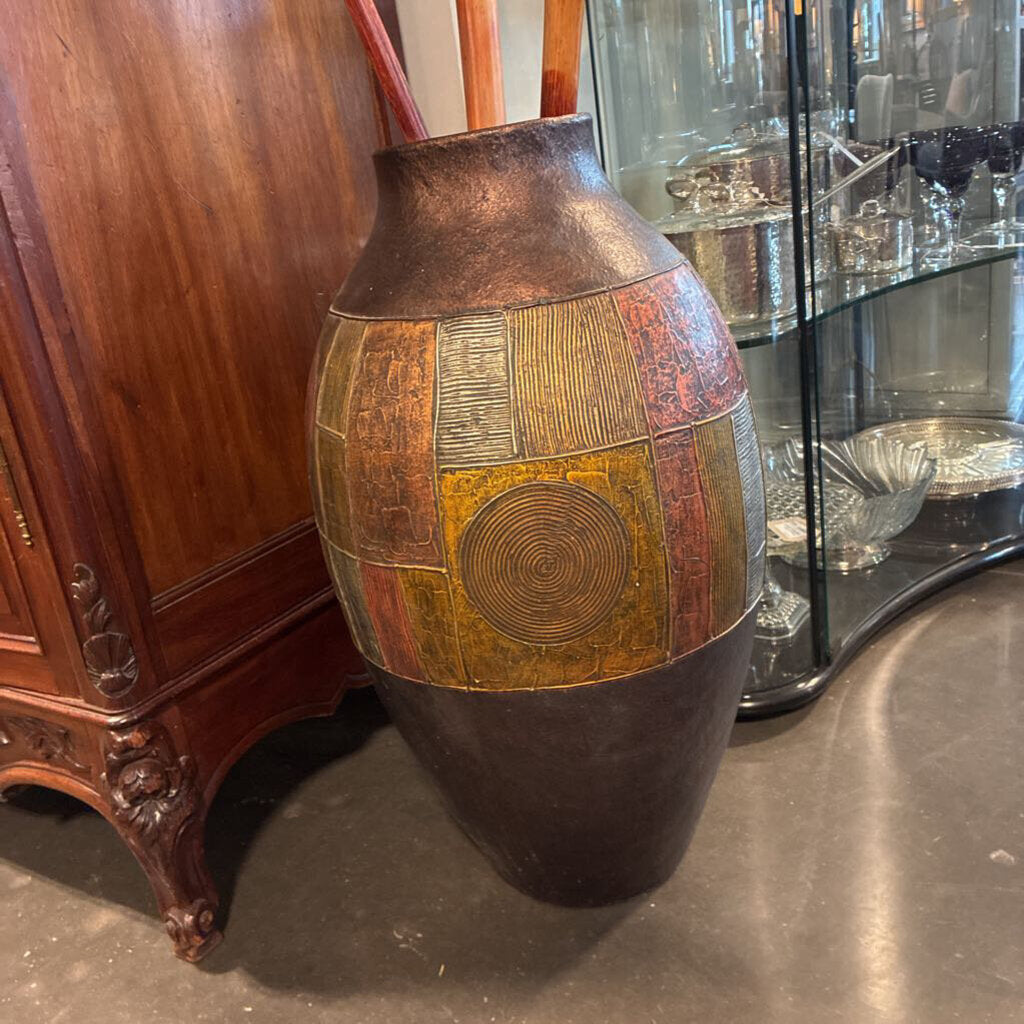 Multi Color Metallic Vase W/ Geometric Shapes - 18X33H