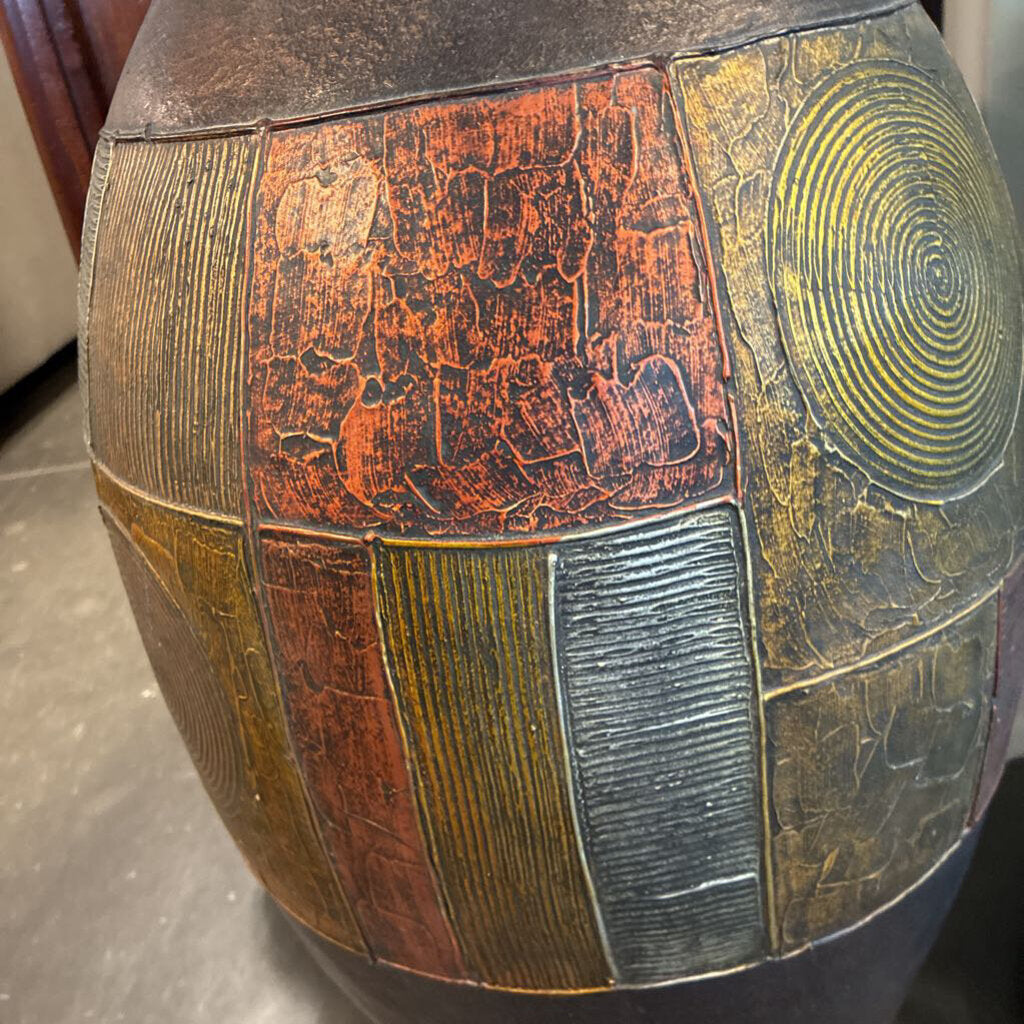 Multi Color Metallic Vase W/ Geometric Shapes - 18X33H