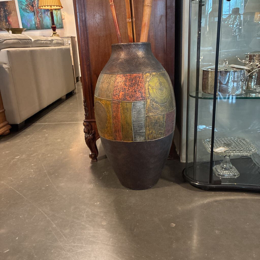 Multi Color Metallic Vase W/ Geometric Shapes - 18X33H