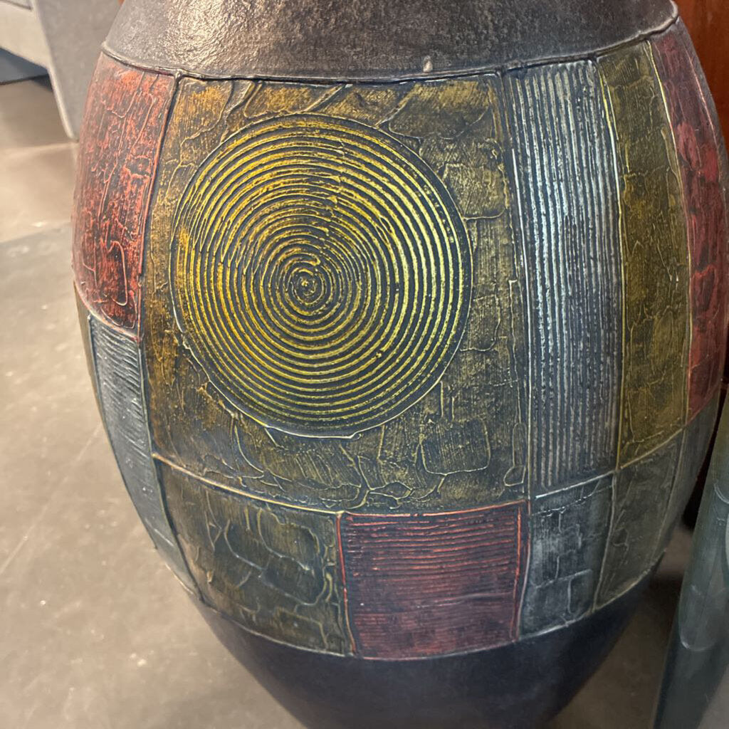 Multi Color Metallic Vase W/ Geometric Shapes - 18X33H