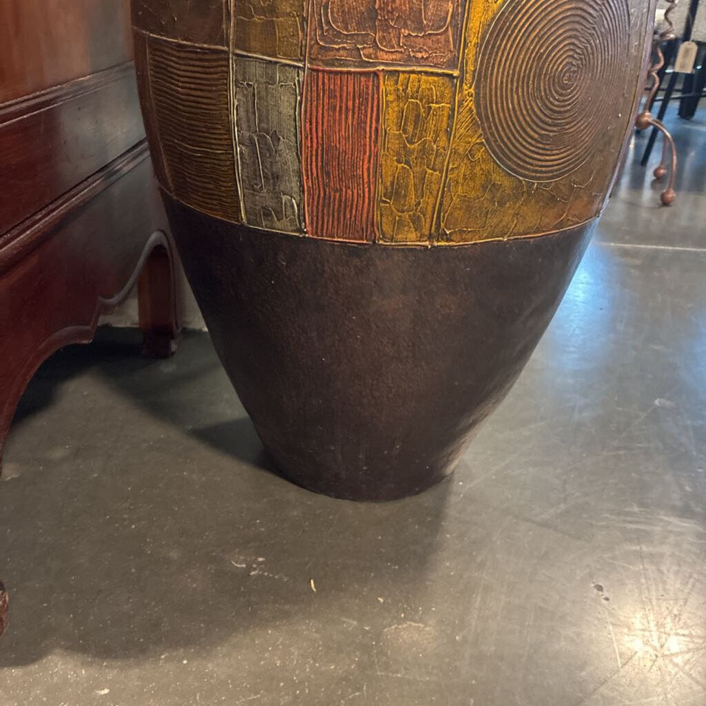 Multi Color Metallic Vase W/ Geometric Shapes - 18X33H