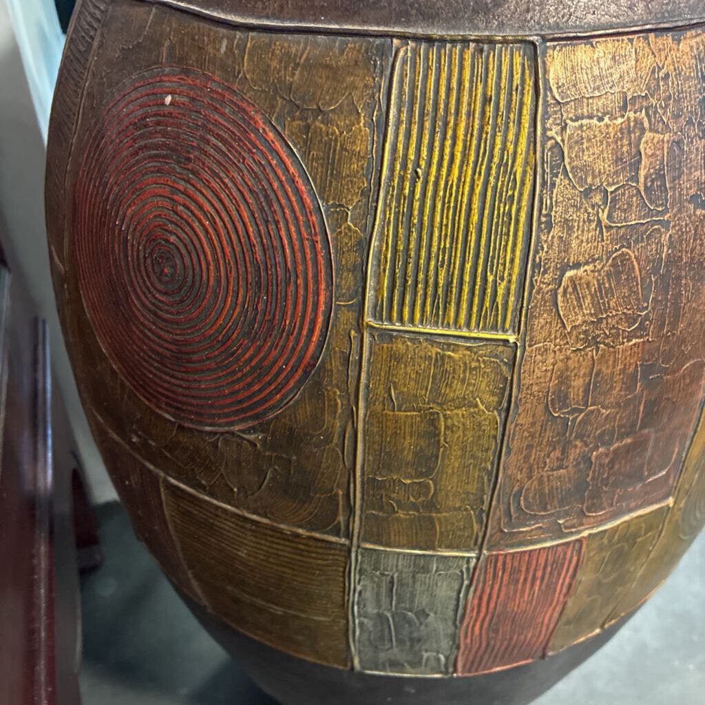Multi Color Metallic Vase W/ Geometric Shapes - 18X33H