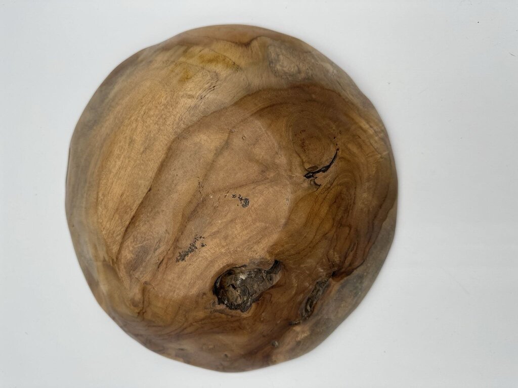 Rustic Carved Wood Bowl - 11.5X11.5X2.5H