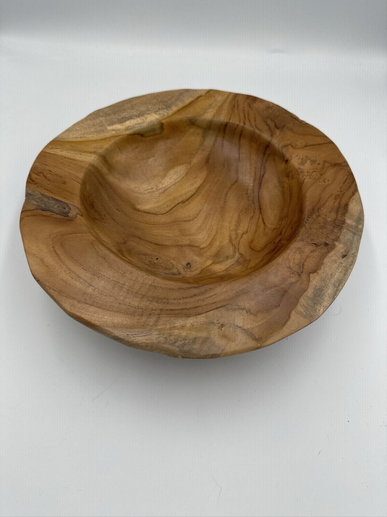 Rustic Carved Wood Bowl - 11.5X11.5X2.5H