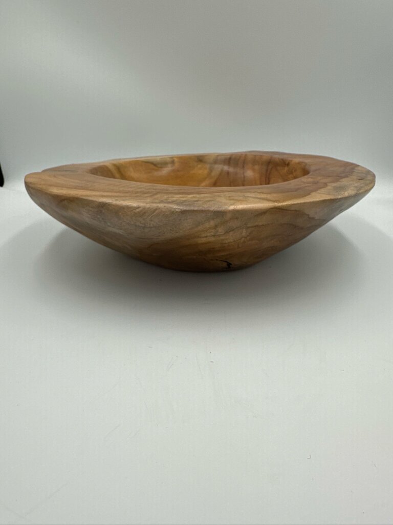 Rustic Carved Wood Bowl - 11.5X11.5X2.5H