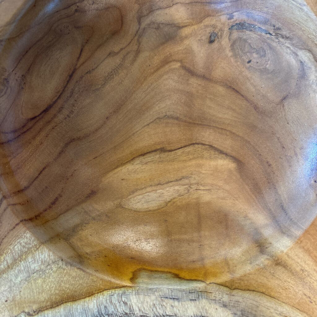 Rustic Carved Wood Bowl - 11.5X11.5X2.5H