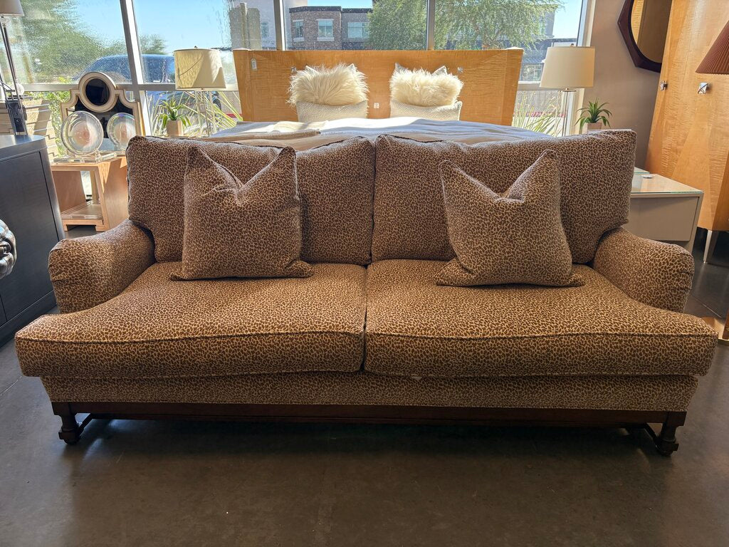 Wesley Hall Custom Animal Print Sofa w/ 2 Pillows- 82"
