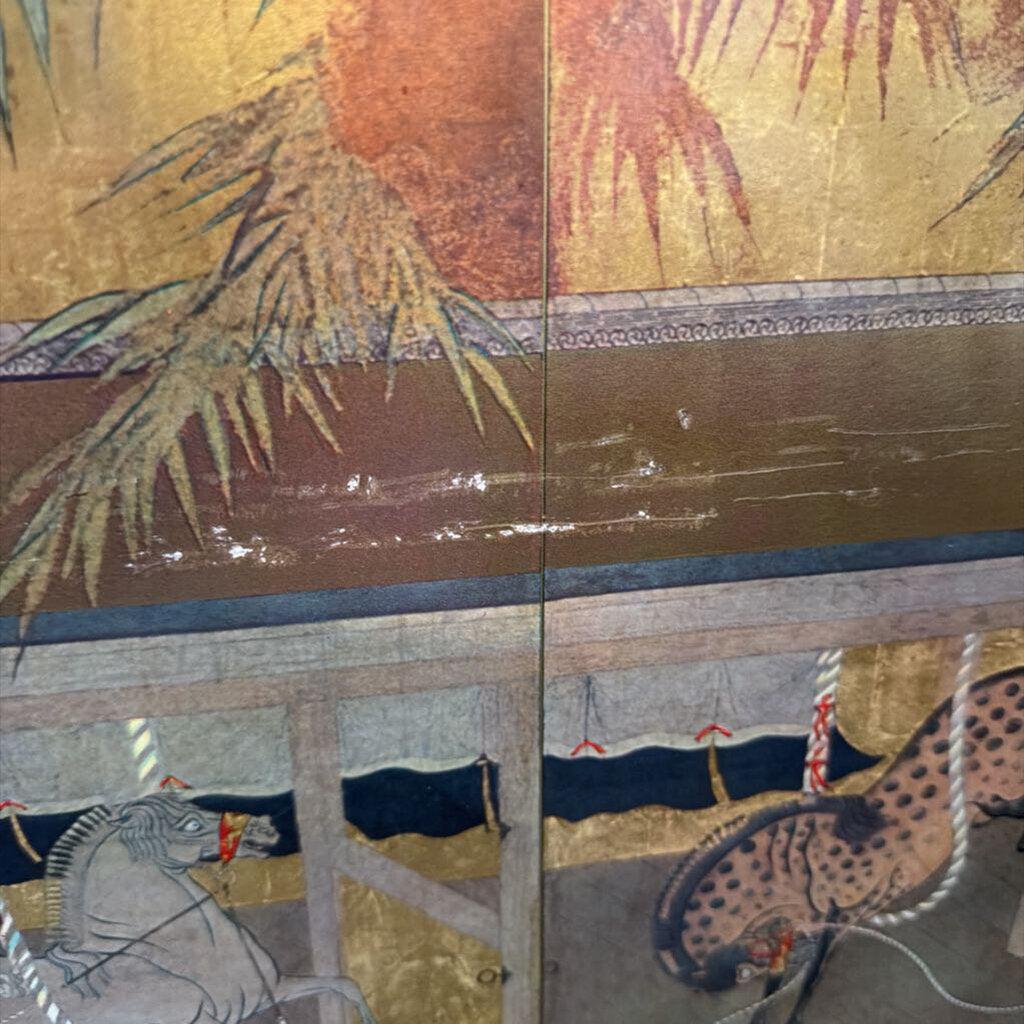 Japanese Lacquered Console W/ Horses- 54X16X35H - AS IS
