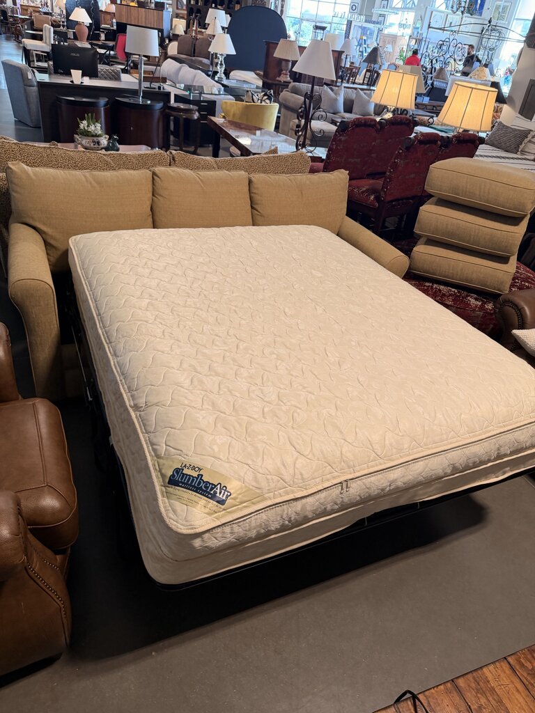 La-Z-Boy Tan Sleeper Sofa W/ Air Mattress & Pump- 83"