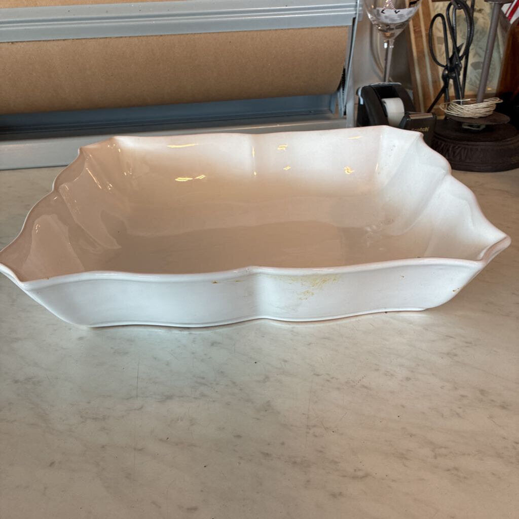 White Casserole Dish Made In Portugal- 13X11X3H